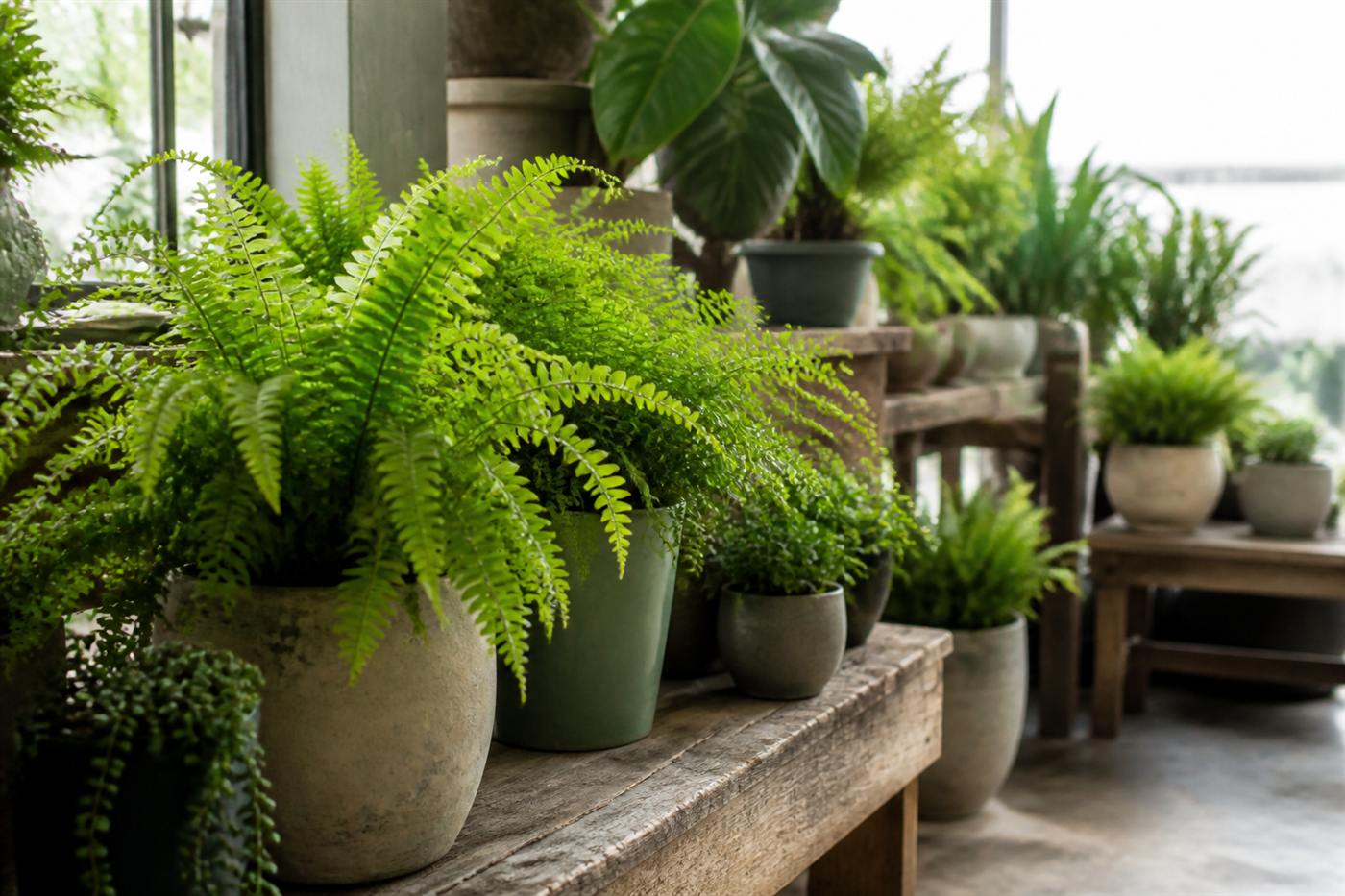 Hands tending a potted indoor plant
