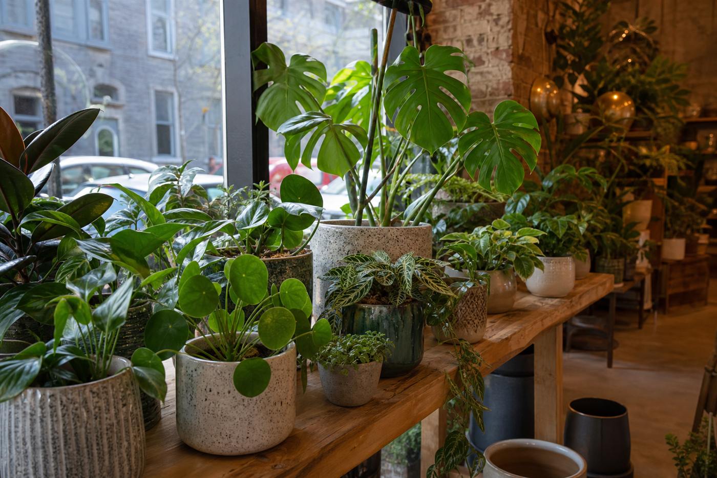 Lush indoor plants in a bright window